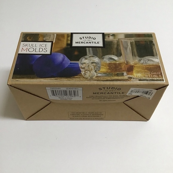 Skull Ice Cube Molds 2" XL Slow Melt Bar Drinks Silicone Studio Mercantile NEW - Picture 8 of 11